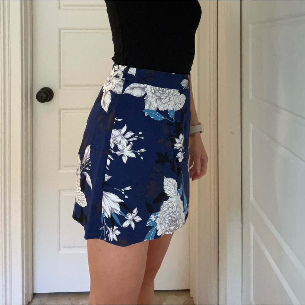 Blue Floral Mini Skirt